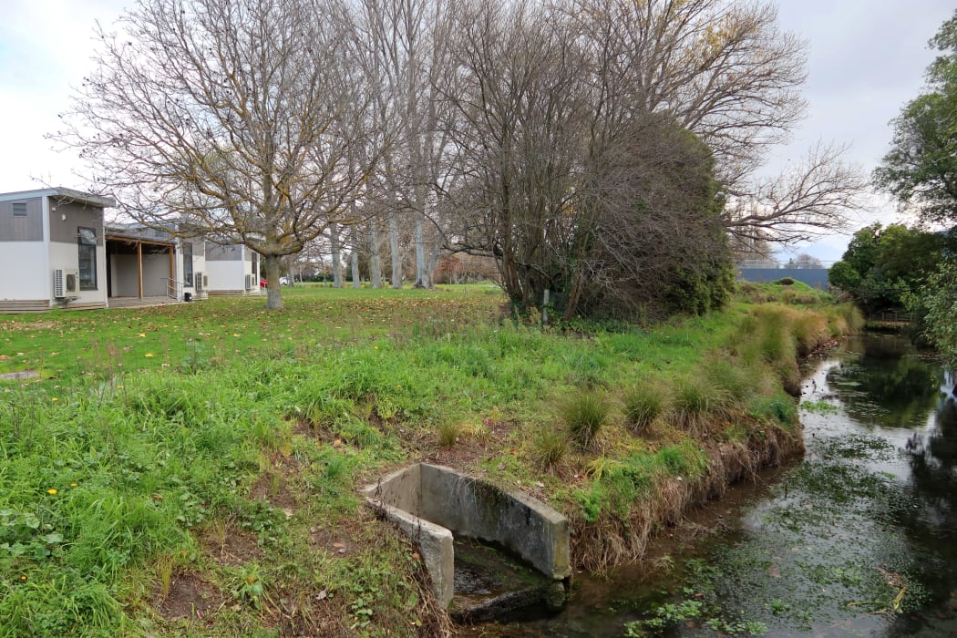 Fulton Creek separates Bohally Intermediate from Marlborough Girls’ College, left.
