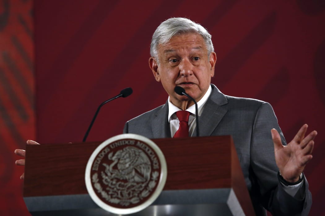 Mexico's President Andrés Manuel López Obrador at a news conference at the National Palace, in Mexico City, Friday, May 31, 2019