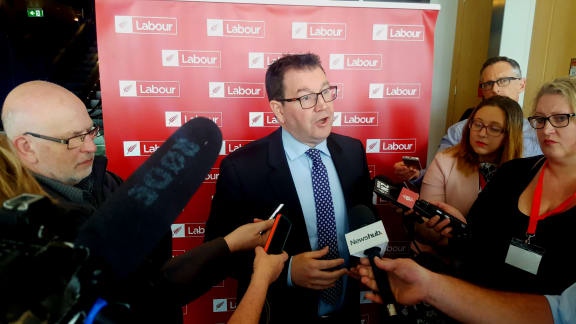Labour Party finance spokesperson Grant Robertson gives details at the release of his final Future of Work report.