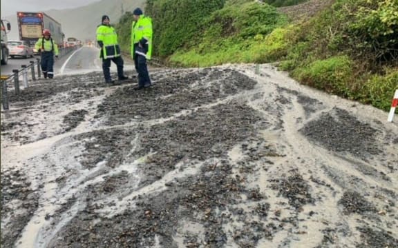 Slip on SH1 just south of Paekākāriki Hill Road.