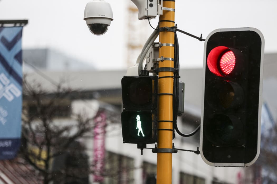 08082016. Photo Rebekah Parsons-King. Carmen Rupe lights light up green on multiple crossings down Cuba Street in Wellington.