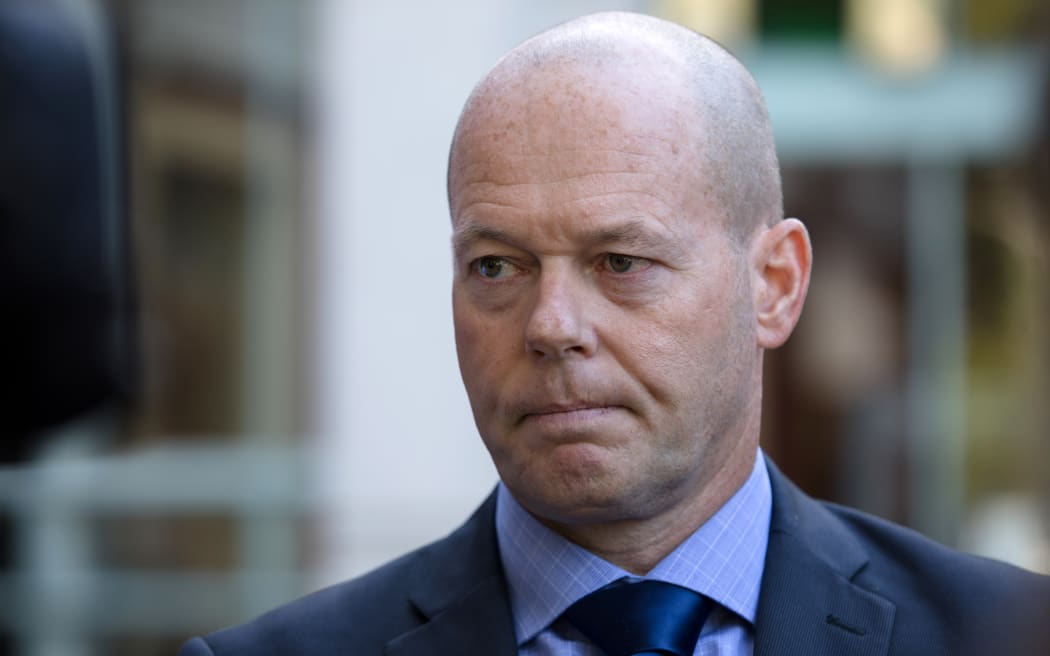 Detective Superintendant Dave Lynch speaking to media outside the Auckland High Court