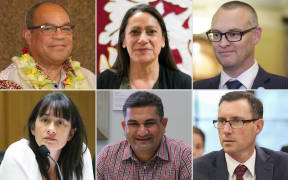 (Clockwise from top right) Aupito William Sio, Poto Williams, David Clark, Jamie Strange, Paul Eagle, and Marja Lubeck will retire at the 2023 general elections.