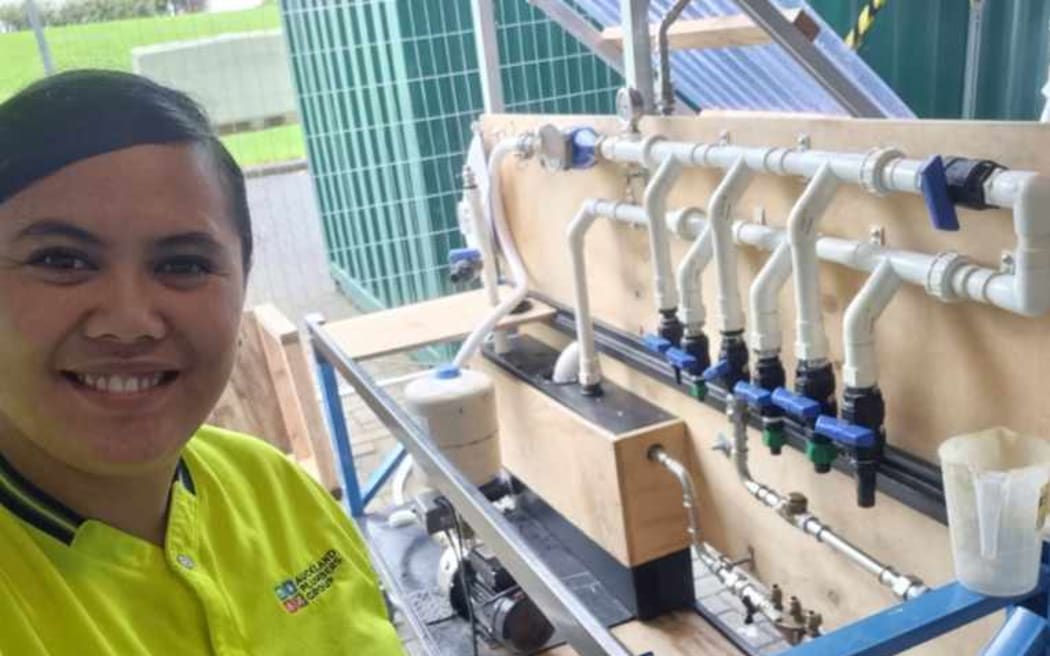 Hera Eruera passing her rain water harvesting course.