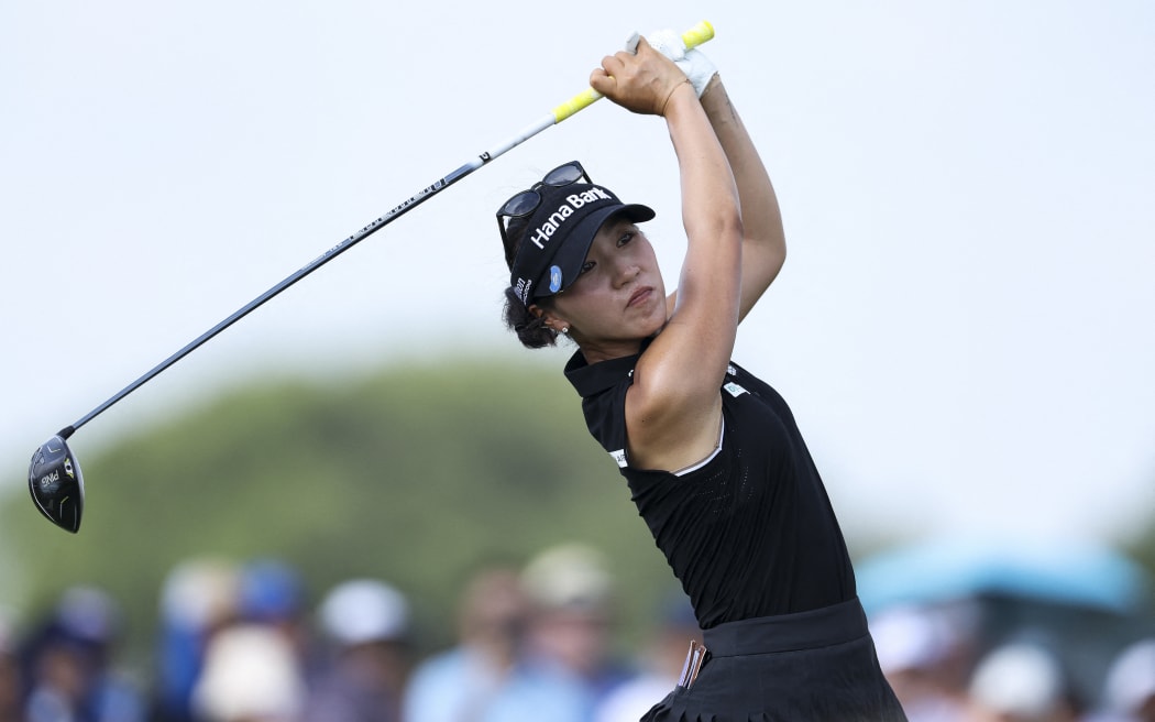 FRISCO, TEXAS - JUNE 19: Lydia Ko of New Zealand hits a tee shot on the sixth hole during the first round of the KPMG Women's PGA Championship 2025 at Fields Ranch East at PGA Frisco on June 19, 2025 in Frisco, Texas.   Sam Hodde/Getty Images/AFP (Photo by Sam Hodde / GETTY IMAGES NORTH AMERICA / Getty Images via AFP)
