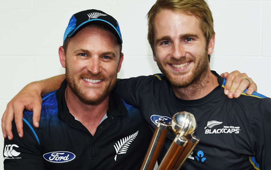 Brendon McCullum and his successor as Black Caps captain Kane Williamson (right).