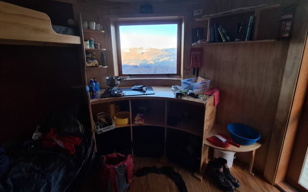The inside of a Turk mountain hut at Vanguard Peak, Queenstown