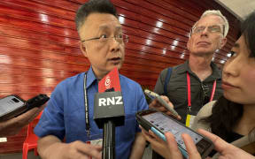 China's Ambassador to the Pacific, Qian Bo, takes questions from the media in Tonga.