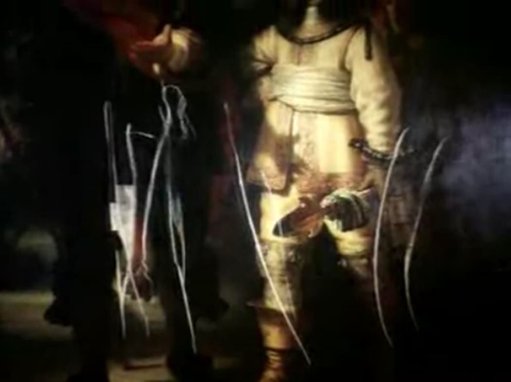 Detail of 1975 damage to The Night Watch