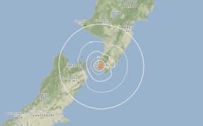 Screenshot of earthquake on GeoNet website.