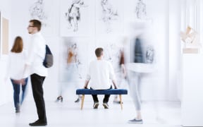 Stylish art display open to visitors in an academy of fine arts