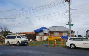House damaged by tornado on Hayward Road in Papatoetoe, Auckland.