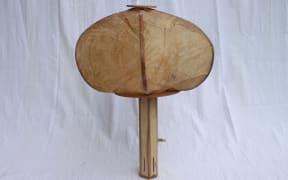 The lamp features a SCOBY shade made from bamboo tea, and a bamboo base.