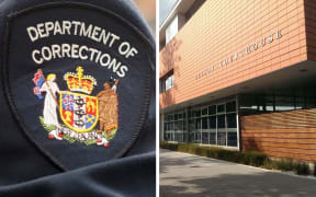A Department of Corrections logo, left, and a file photo of the Nelson District Court