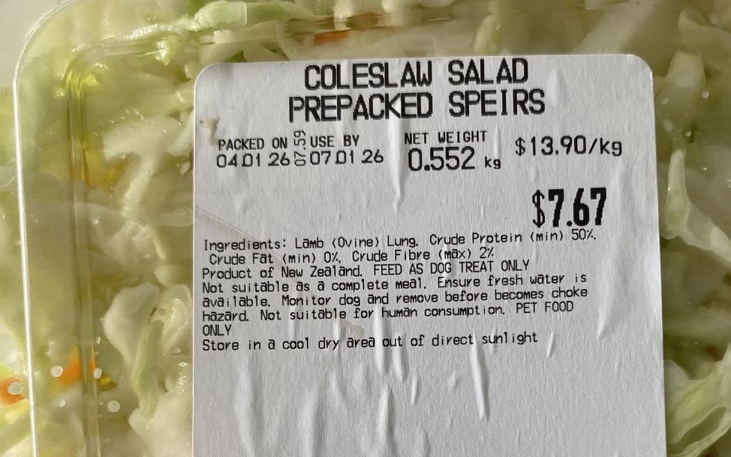 A coleslaw with some unusual ingredients that was spotted in a West Coast supermarket.