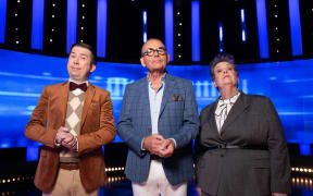 The Supernerd Issa Schultz,  Paul Henry and Anne Hegerty aka The Governess