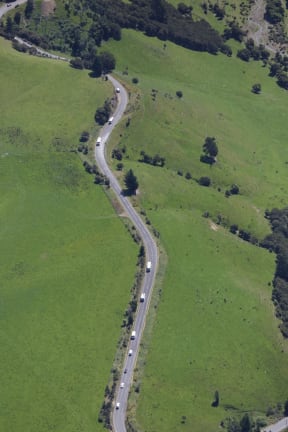 Cars and campervans were able to drive out of Kaikoura via the inland route today.