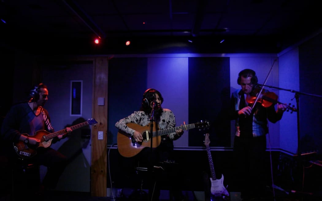 Ngāpuhi alt-folk musician Erny Belle (aka Aimee Renata) in the RNZ Auckland studio for NZ Live ahead of the release of her second album 'Not Your Cupid'.