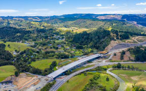 Puhoi Viaduct when it was under construction in late 2020