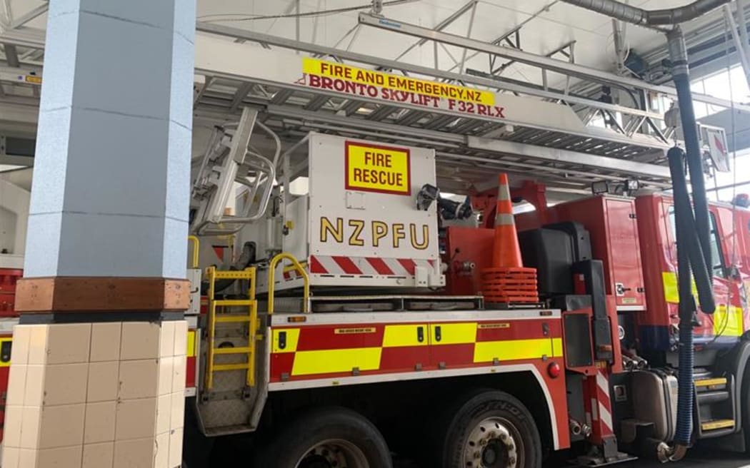 A fire engine at Auckland's central fire station.