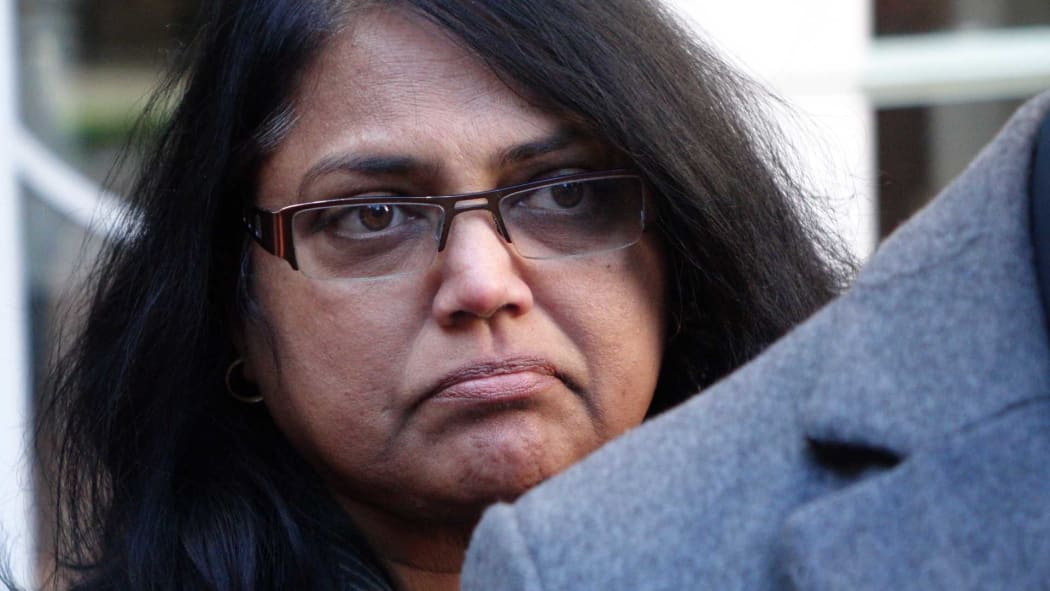 Arun Kumar's wife Anita Kumar outside the High Court in Auckland after the jury's verdict.