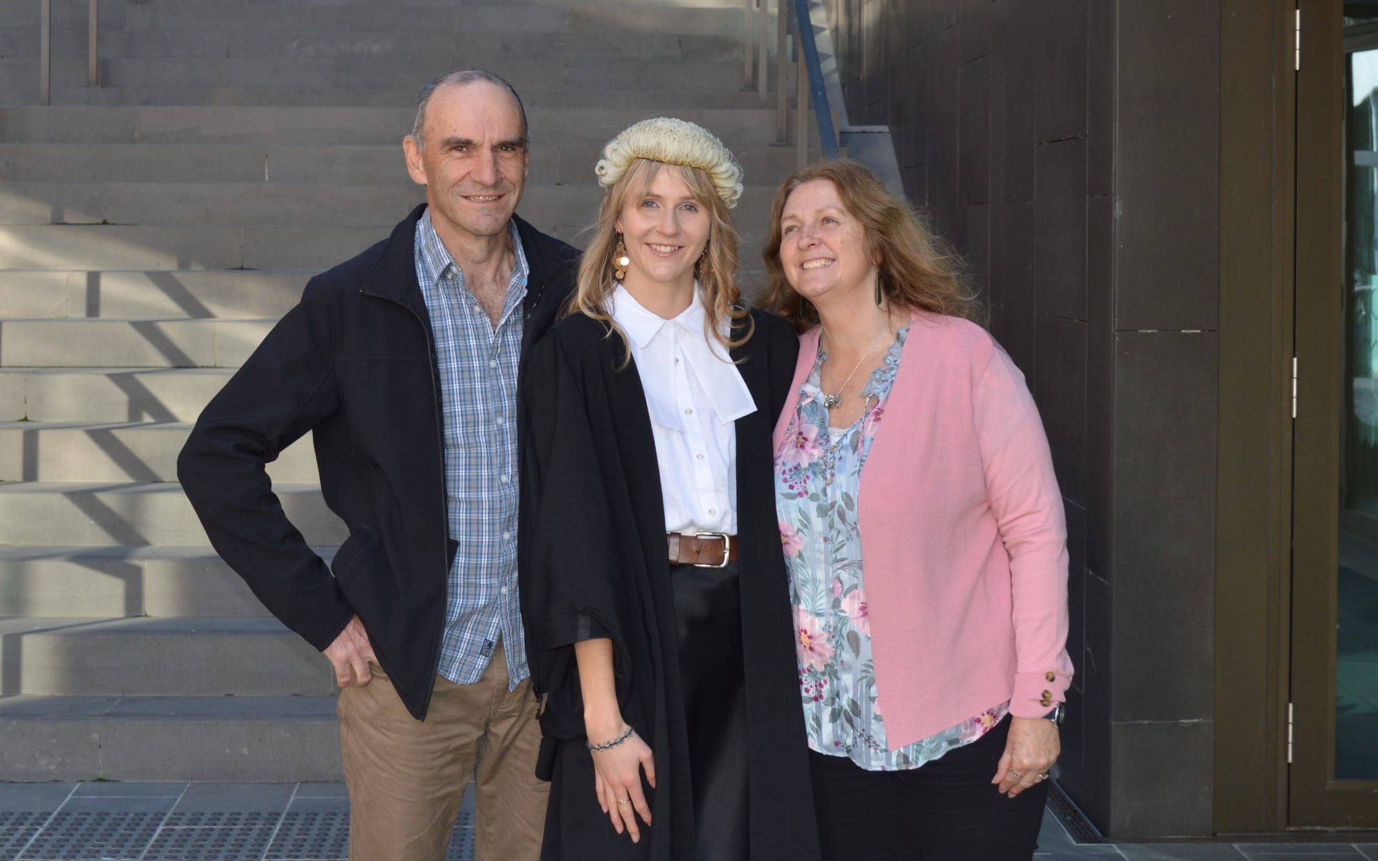 Samantha Mythen with her parents Patricia and Neil Mythen.