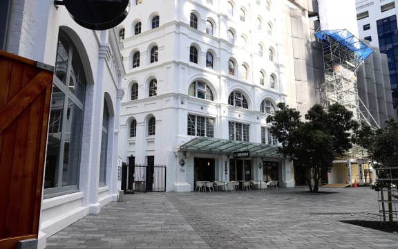 An empty street near Vivace Restaurant on Fort Street in central Auckland.