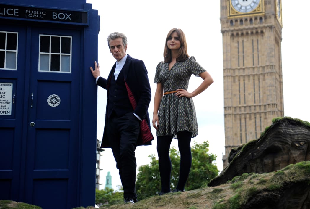 Current Doctor Peter Capaldi and his companion played by Jenna Coleman.