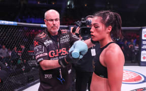 Janay Harding during a 2018 MMA fight in the US.