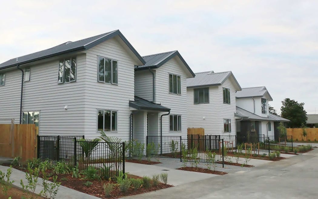A row of 2 storey new buildings