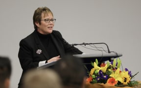 Children's Minister Tracey Martin at the announcement of free lunches for schools trial.