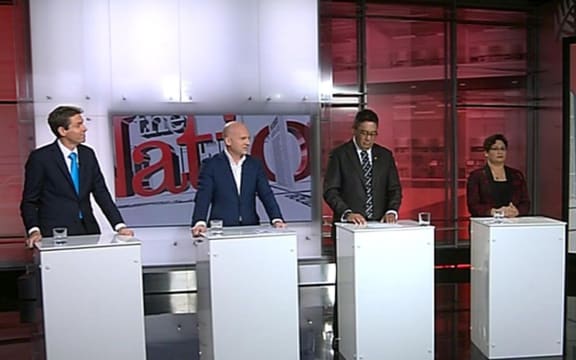 The minor parties leaders debate on The Nation in 2014, which Colin Craig (left) went to court to appear on.