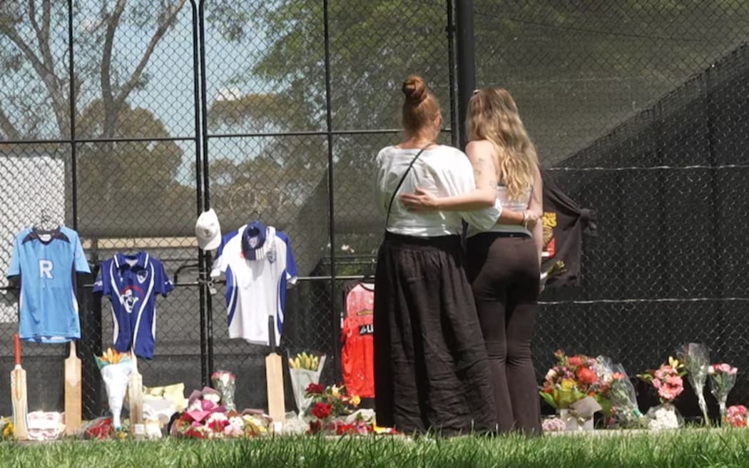 Mourners gathered to leave tributes at the cricket nets following news of Ben Austin's death.