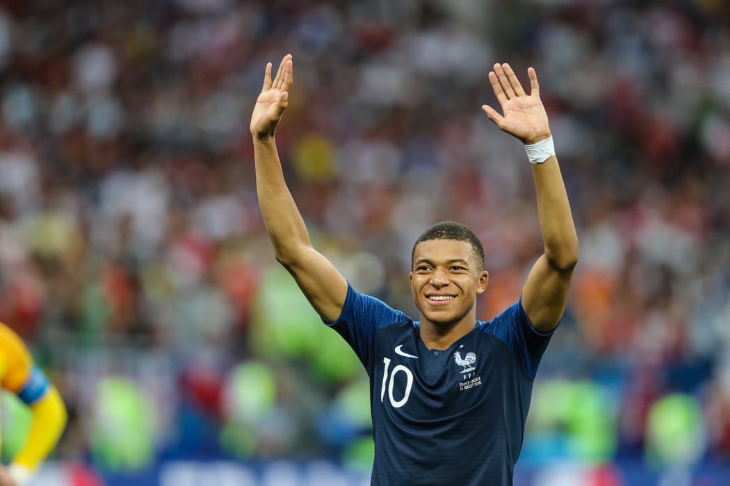 Kylian Mbappé during the World Cup final win over Croatia