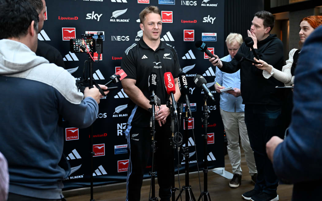 Sam Cane speaks to media.