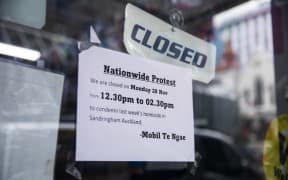 Wellington Dairy owner protest