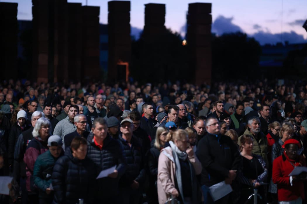 The dawn service at the Pukeahu National War Memorial Park