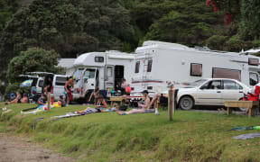 Freedom campers at Kowharewa Bay, on the Tutukaka coast.