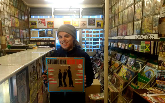 Garth pictured in a Brixton based reggae record shop