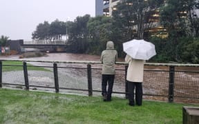 Flooding at Puke Ariki Landing in New Plymouth.