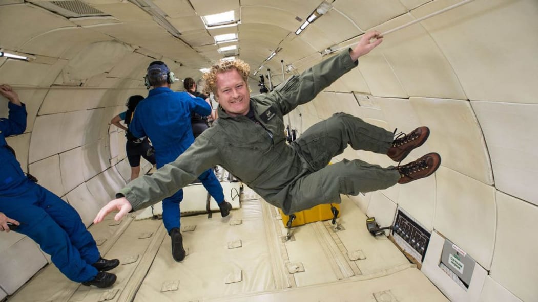 Bryan Caldwell experiencing weightlessness