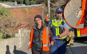 Restore Passenger Rail Protester Rosemary Penwarden was escorted by police with her hand covered in concrete on 29 August 2023.