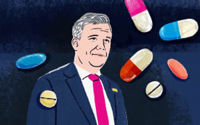 Stylised illustration of David Seymour and medicines