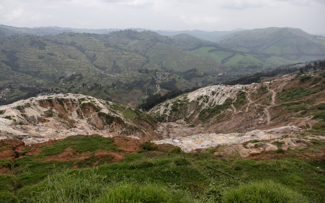 A general view of mining pits in Rubaya on March 5, 2025.