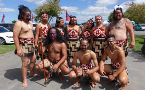 Members of Ngā Pou o Roto after coming off stage.