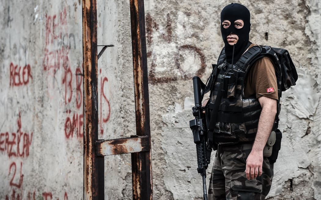 A Turkish special force police officer, during a series of attacks that targeted members of the sceurity forces.