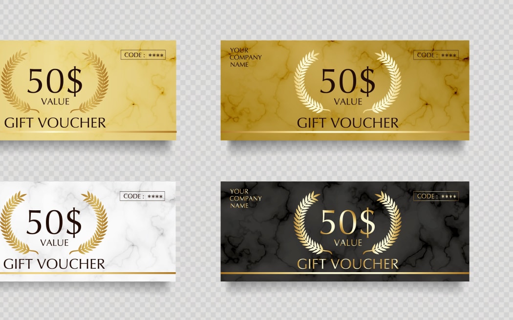 Illustration of set of gift certificates.