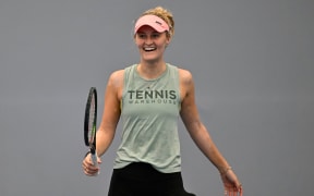 Erin Routliffe of New Zealand during a practice session