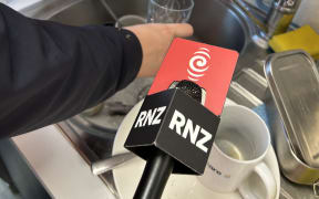 A picture showing RNZ getting tap water at Watercare.