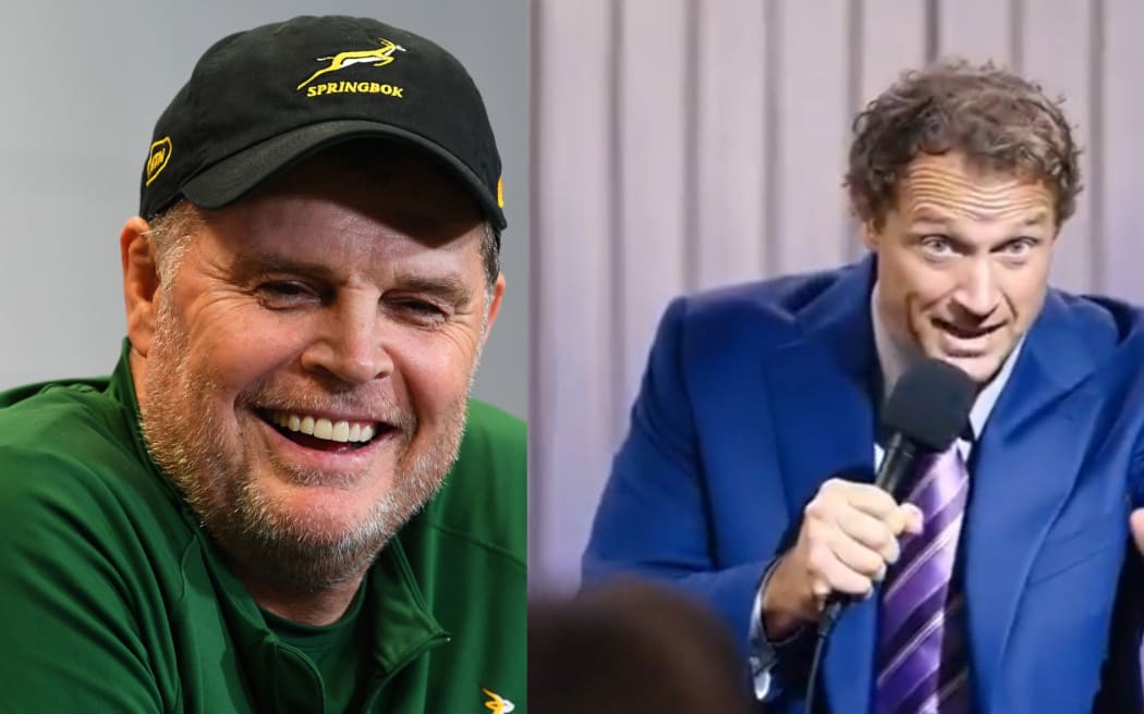 Rassie Erasmus and AI-generated image of Tony Brown